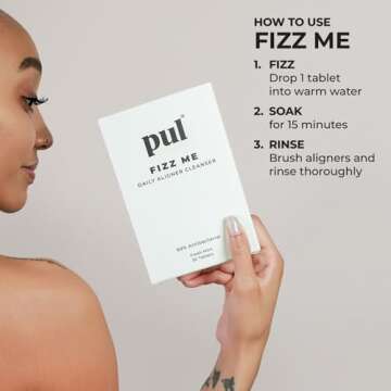 Daily Aligner Cleanser Tablets by PUL - Remove Odors Discoloration Stains & Plaque - Specially Formu...