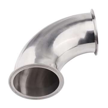 DERNORD Sanitary Ferrule Elbow 90 Degree Pipe Fitting with Silicone Gaskets SS304 Tri Clamp (4" Tube OD)