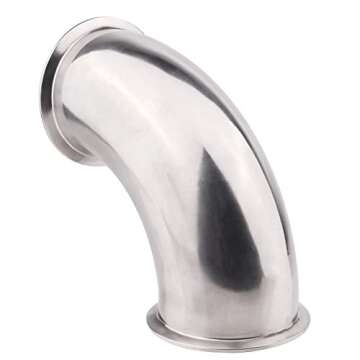 DERNORD Sanitary Ferrule Elbow 90 Degree Pipe Fitting with Silicone Gaskets SS304 Tri Clamp (4" Tube OD)