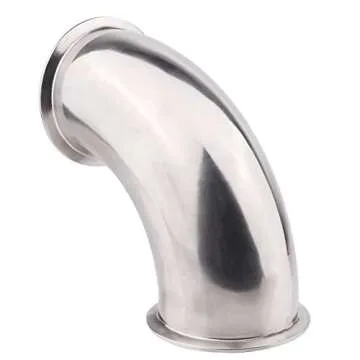 DERNORD Sanitary Ferrule Elbow 90 Degree Pipe Fitting with Silicone Gaskets SS304 Tri Clamp (4" Tube OD)