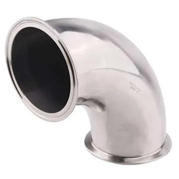 DERNORD Sanitary Ferrule Elbow 90 Degree Pipe Fitting with Silicone Gaskets SS304 Tri Clamp (4" Tube OD)