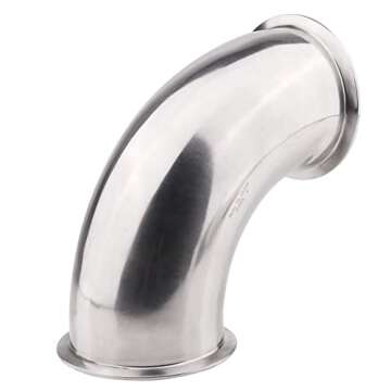DERNORD Sanitary Ferrule Elbow 90 Degree Pipe Fitting with Silicone Gaskets SS304 Tri Clamp (4" Tube OD)