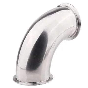 DERNORD Sanitary Ferrule Elbow 90 Degree Pipe Fitting with Silicone Gaskets SS304 Tri Clamp (4" Tube OD)