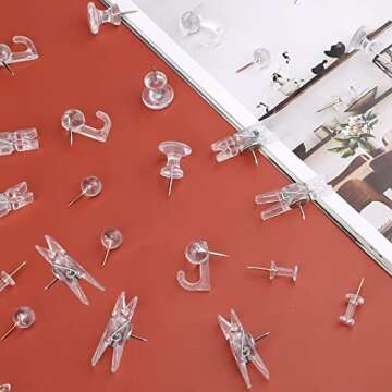AIEX 125pcs Push Pins Set, Including Clear Plastic Push Pin Hook Pushpin Clip Push Pins Decorative Thumb Tacks with Stainless Steel Point Push Pins for Cork Board Bulletin Board Office Wall (5 Style)