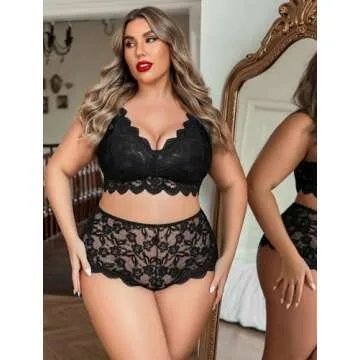 Avidlove Plus Size Lingerie Set for Women Lace Bra & Panty