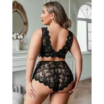 Avidlove Plus Size Lingerie Set for Women Lace Bra & Panty
