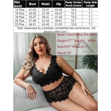 Avidlove Plus Size Lingerie Set for Women Lace Bra & Panty