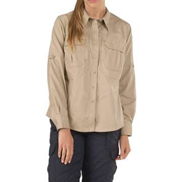 5.11 62070-162-XS Women's Long Sleeve Taclite Shirt, TDU Khaki, X-Small