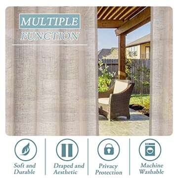 H.VERSAILTEX Outdoor Linen Sheer Curtains - Durable and Elegant