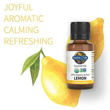 Garden of Life Essential Oil, Lemon USDA Organic & Pure, Clean, Undiluted & Non-GMO for Diffuser, Ar...