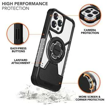 Rokform - iPhone 13 Pro Max Case, Crystal Series, Dual Magnet Plus MagSafe Compatible, Slim Magnetic Clear Apple Case, iPhone Cover with RokLock Twist Lock, Drop Tested Armor (Clear)