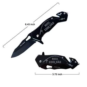 Reel Cool Dad - Engraved Pocket Fishing Knife for Father who loves Fishing - Gift for Fishing Dad - ...