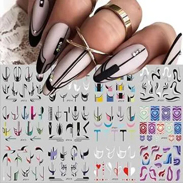 Colorful Rainbow Stripes Nail Art Stickers - 24 Patterns
