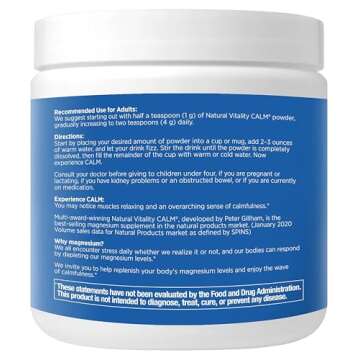 Natural Vitality Calm, Magnesium Supplement, Anti-Stress Drink Mix Powder, Gluten Free, Vegan, & Non-GMO, Cherry, 8 oz
