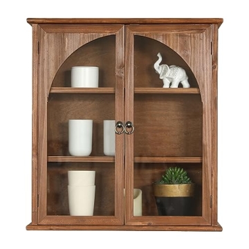 COLLECTIVE HOME - Storage Cabinet, 24" Wall Organizer Cabinet, Solid Wood Bathroom Cabinet with Arch...