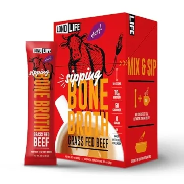LonoLife Beef Bone Broth Powder Mix | Grass-Fed, 10g Protein | Collagen-Rich, Keto & Paleo Friendly ...