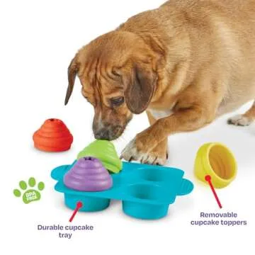 Brightkins Cupcake Party Treat Puzzle for Dogs - Fun and Interactive Dog Toys, Dog Birthday Toy for All Breeds Small