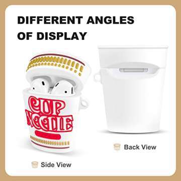 MOLOVA Case for Airpods 1&2 Case,Soft Silicone 3D Cute Funny Cool Fun Cartoon Character Kawaii Airpods Charging Case Protective Cover with Keychain for Kids Teens Boys Girls(Noodles Cup)