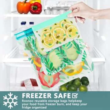 10 Pack Dishwasher Safe Reusable Food Storage Bags,Leakproof Reusable Freezer Bags(3 Reusable Gallon Bags,4 Reusable Sandwich Bags,3 Reusable Kids Snack Bags) for Snack Meat Food Fruit Cereal-BPA FREE