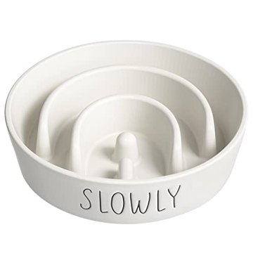 Dog Slow Feeder Bowl Ceramic - 1.5 Cups Puzzle Bowl for Small Breeds