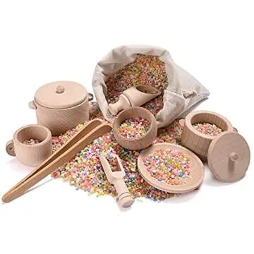 MONT PLEASANT Sensory Bin Toys for Toddlers Montessori Toys, Waldorf Toys, Pretend Play Dish and Tongs- Fine Motor Learning Toys for Sensory Table Activities
