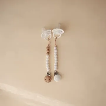 Mushie Silicone Baby Pacifier Clip Stylish Safe BPA Free