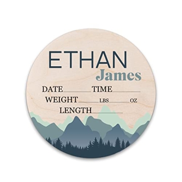 Birth Stat Sign Personalized for Newborn Baby, Ethan James Design, Crib & Nursery Decor, Photography...