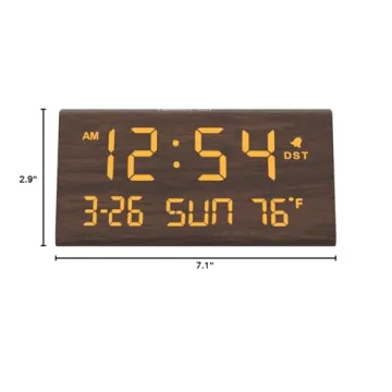 DreamSky Wooden Digital Alarm Clock with USB & Temperature
