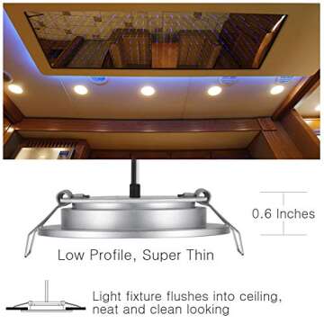 Obeaming DC 12V LED Ceiling Light RVs Boat Van Recessed Puck Light, Super Slim Flush Mount Downlights for Caravan Camper Travel Trailer Motorhome Yachts Interior Lighting, 3W 4 Pack (Warm White)
