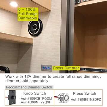 Obeaming DC 12V LED Ceiling Light RVs Boat Van Recessed Puck Light, Super Slim Flush Mount Downlights for Caravan Camper Travel Trailer Motorhome Yachts Interior Lighting, 3W 4 Pack (Warm White)