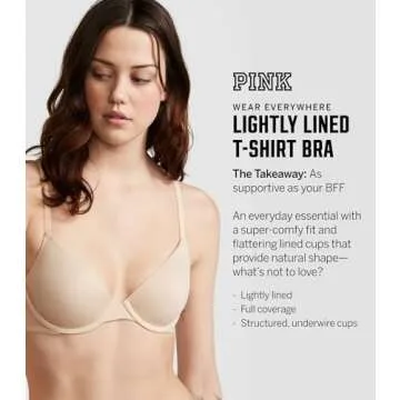 Victoria's Secret Women's Pink Wear Everywhere Lightly Lined T-Shirt Bra, Bras for Women (32A-40DDD)