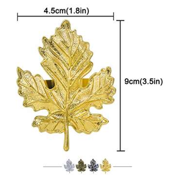 Leaf Set of 8 Fall Thanksgiving Napkin Rings Maple Serviette Buckle Holder Retro Metal Home Table De...