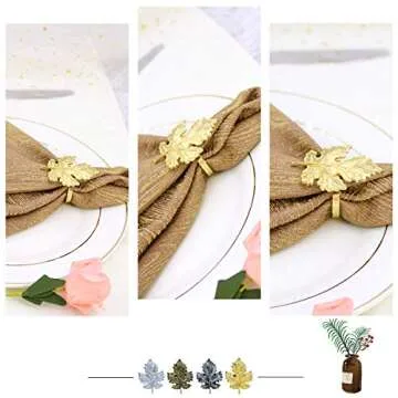 Leaf Napkin Rings Set of 8 for Thanksgiving and Christmas