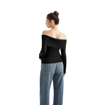Stylish SUUKSESS Women Off Shoulder Sweater for Winter