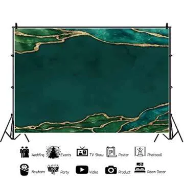DORCEV 10x7ft Emerald Green Birthday Backdrop for Photography