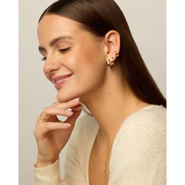 Stylish 3-Pack Gold Hoop Earrings for Women