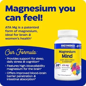 Enzymedica Magnesium Mind - High-Bioavailability Magnesium for Sleep, Stress & Cognition (60 Count)