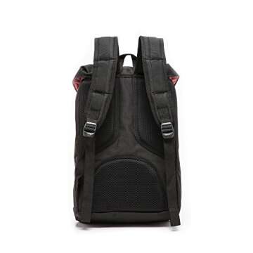 Herschel Little America Laptop Backpack, Black/Tan Synthetic Leather, Mid-Volume 17.0L