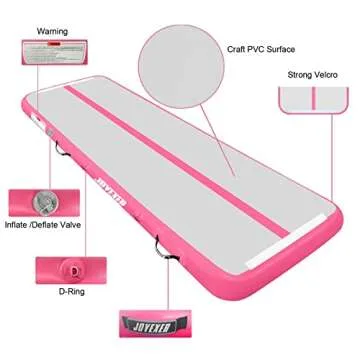 Inflatable Air Gymnastics Mat 6.6ft 10ft 13ft 16ft Tumbling Training Mat with Carry Bag Electric Pump For Home, Outdoor, Gym, Cheerleading, Yoga, Water Exercise