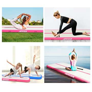 Inflatable Air Gymnastics Mat 6.6ft 10ft 13ft 16ft Tumbling Training Mat with Carry Bag Electric Pump For Home, Outdoor, Gym, Cheerleading, Yoga, Water Exercise