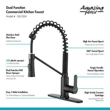 AMAZING FORCE Touch-on Kitchen Faucet with 2 Modes Pull Down Sprayer, Single Handle Automatic Motion Sensor Kitchen Sink Faucet with Fingerprints Resistant, Chrome 1.8 GPM