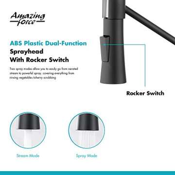 AMAZING FORCE Touch-on Kitchen Faucet with 2 Modes Pull Down Sprayer, Single Handle Automatic Motion Sensor Kitchen Sink Faucet with Fingerprints Resistant, Chrome 1.8 GPM