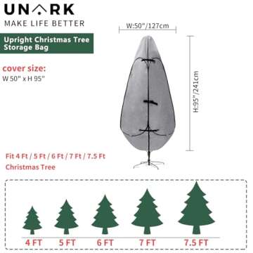 Upright Christmas Tree Storage Bag 6.5 Ft, Christmas Tree Cover for Upright Storage Fit 6.5 Ft, 6ft Christmas Tree Storage Bag 6 feet