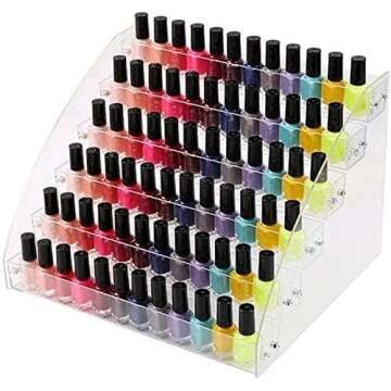 6 Tiers Acrylic Essential Oil Display Rack Nail Polish Organizer Plastic Collection Container for Paints Dropper Bottle Makeup Tabletop Desktop Retail Store Shelf Storage Case Stand Fair Show Holder
