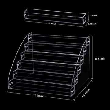 6 Tiers Acrylic Essential Oil Display Rack Nail Polish Organizer Plastic Collection Container for Paints Dropper Bottle Makeup Tabletop Desktop Retail Store Shelf Storage Case Stand Fair Show Holder