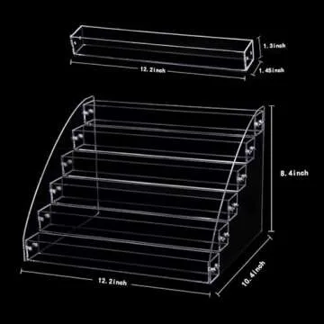 6 Tiers Acrylic Essential Oil Display Rack Nail Polish Organizer Plastic Collection Container for Paints Dropper Bottle Makeup Tabletop Desktop Retail Store Shelf Storage Case Stand Fair Show Holder