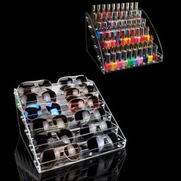 6 Tiers Acrylic Essential Oil Display Rack Nail Polish Organizer Plastic Collection Container for Paints Dropper Bottle Makeup Tabletop Desktop Retail Store Shelf Storage Case Stand Fair Show Holder
