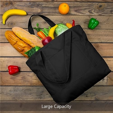 TOPDesign Stylish Canvas Tote Bag with Zipper Closure