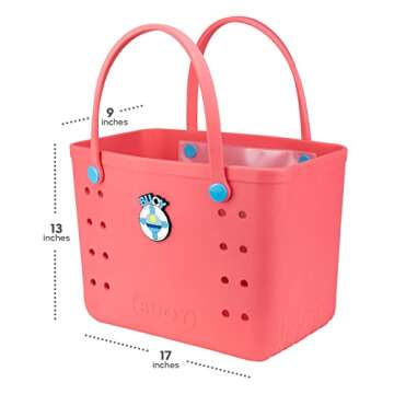 Buoy Tote Bag - Large Beach Tote Bags for Women, Nurse, Teacher - Rubber Waterproof Sandproof For Po...