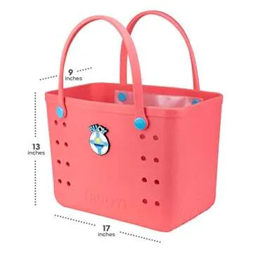 Buoy Tote Bag - Large Beach Tote Bags for Women, Nurse, Teacher - Rubber Waterproof Sandproof For Po...